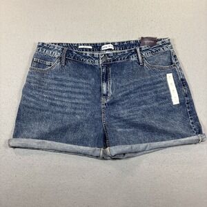 AVA & LIV Women MIdi Short High Rise Relaxed Fit Shorts 22R Blue Denim NWT